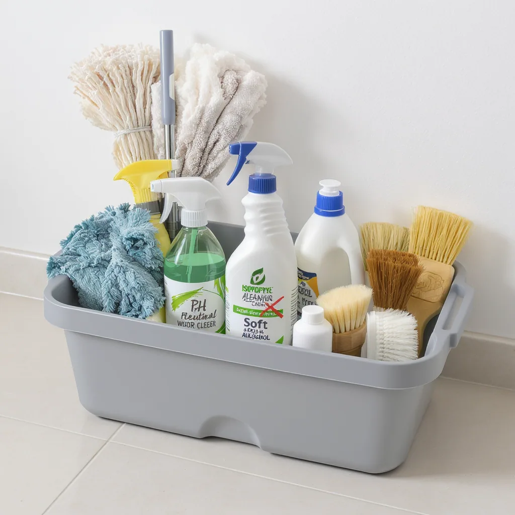 Cleaning Caddy With A Microfiber Mop Ph Neutral Spray Wood