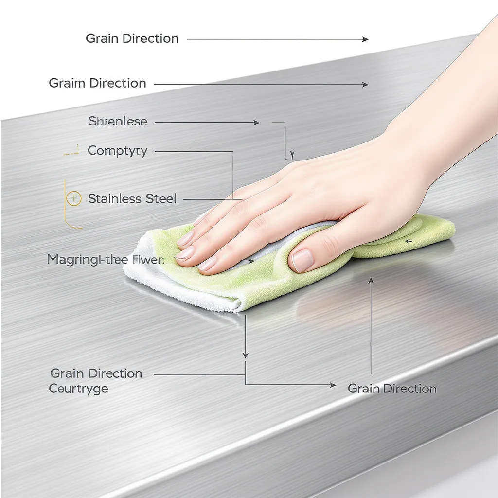 Diagram Of Hand Wiping Stainless Steel Countertop With Grain Direction