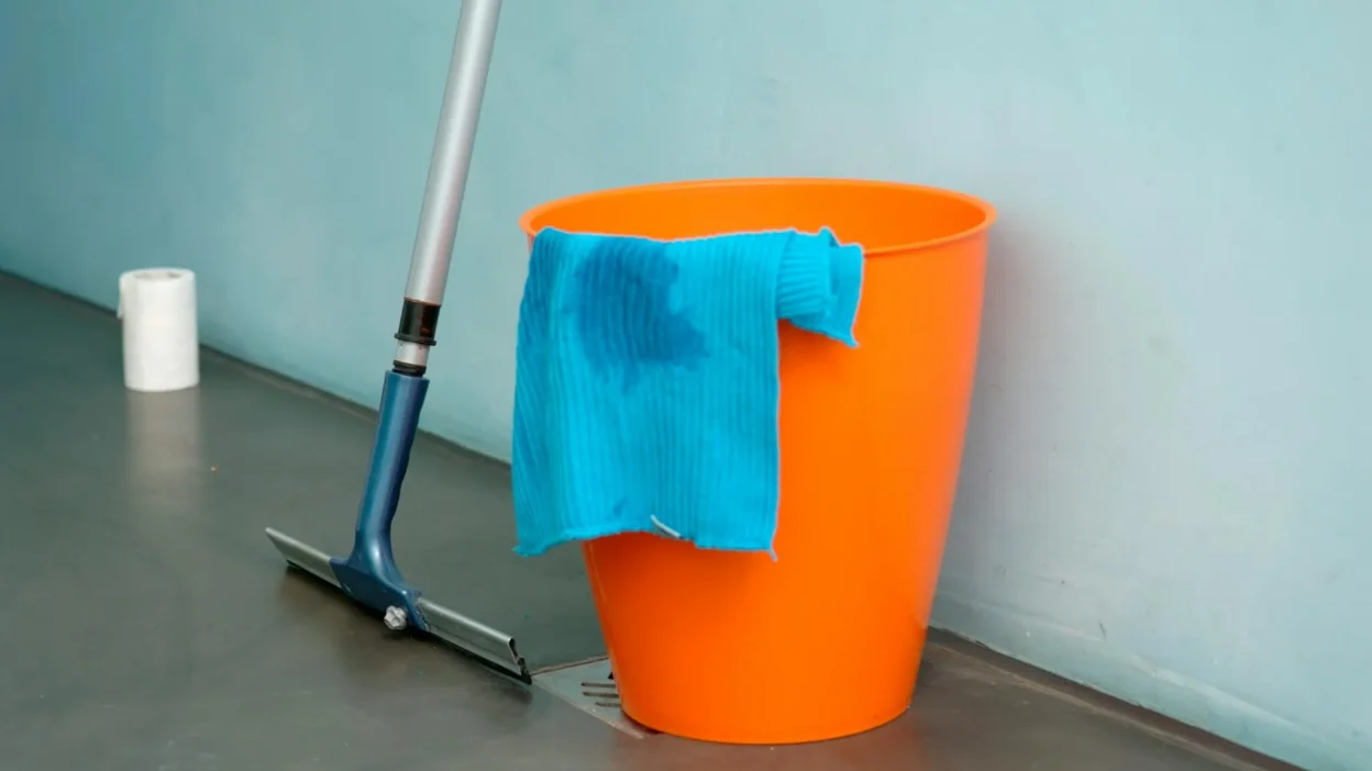 Organized cleaning supplies in caddy for bathroom, kitchen, and multi-surface tasks