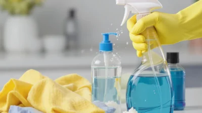 Properly diluting all-purpose cleaner in a spray bottle to avoid common cleaning mistakes