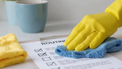 A printable cleaning routine checklist for diagnosing wasted effort in household chores.