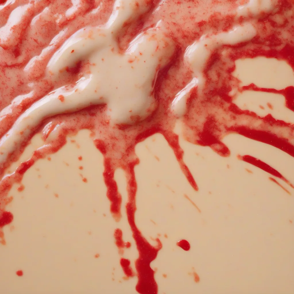 Side-by-side Comparison Of A Fresh Red Sauce Splatter And Dry