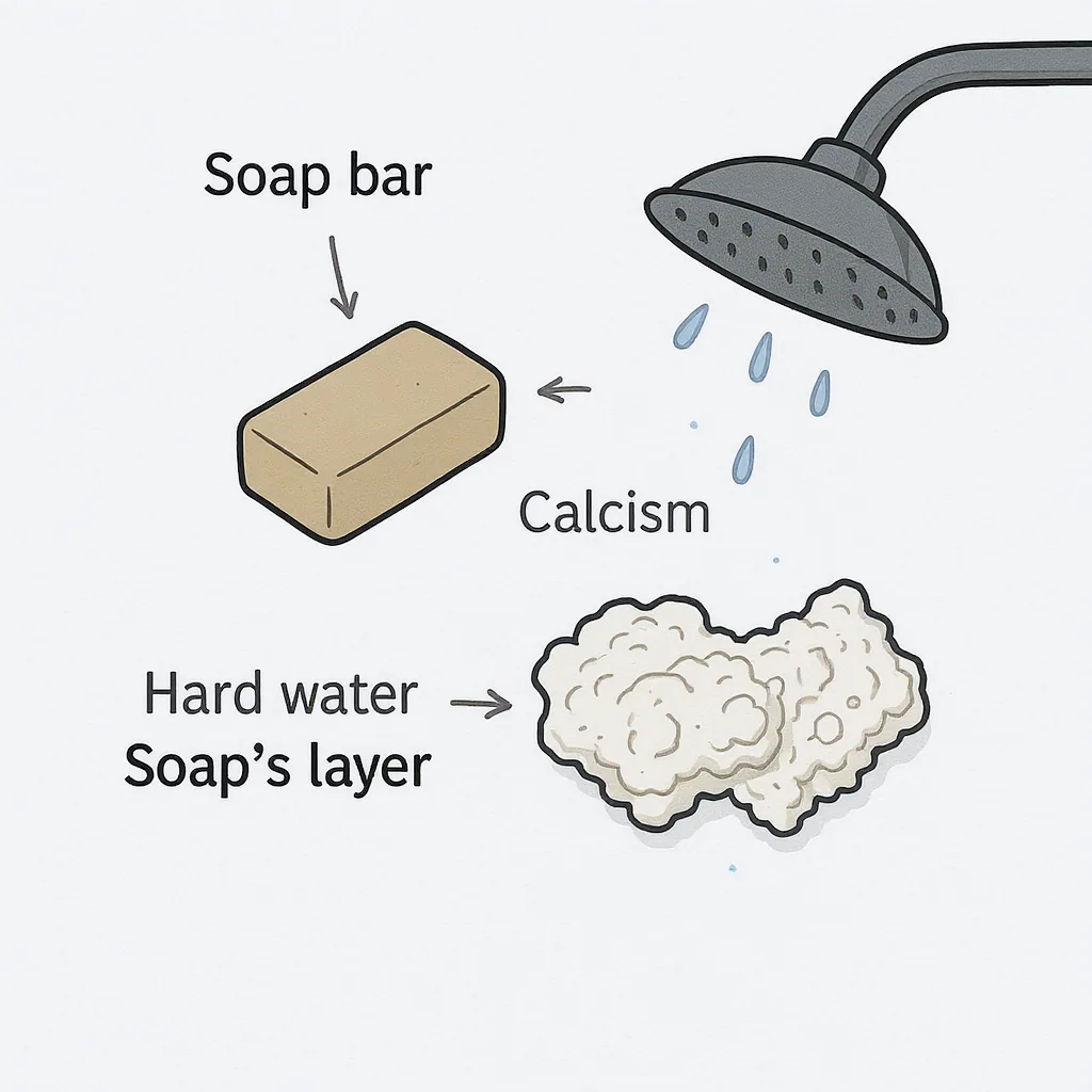 Diagram Showing Soap And Mineral Ions Forming Scum On A