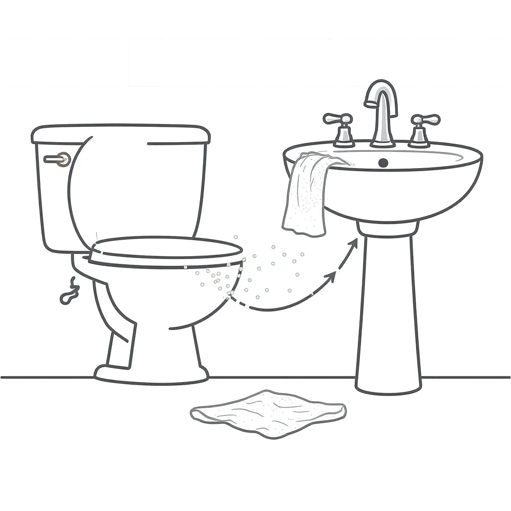Diagram Showing Germs Moving From A Toilet To Sink Faucet