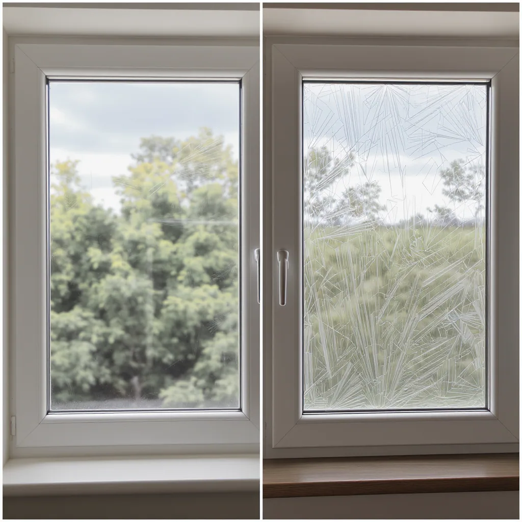 Side-by-side Comparison Of A Streak-free Window And Streaky With Cleaner