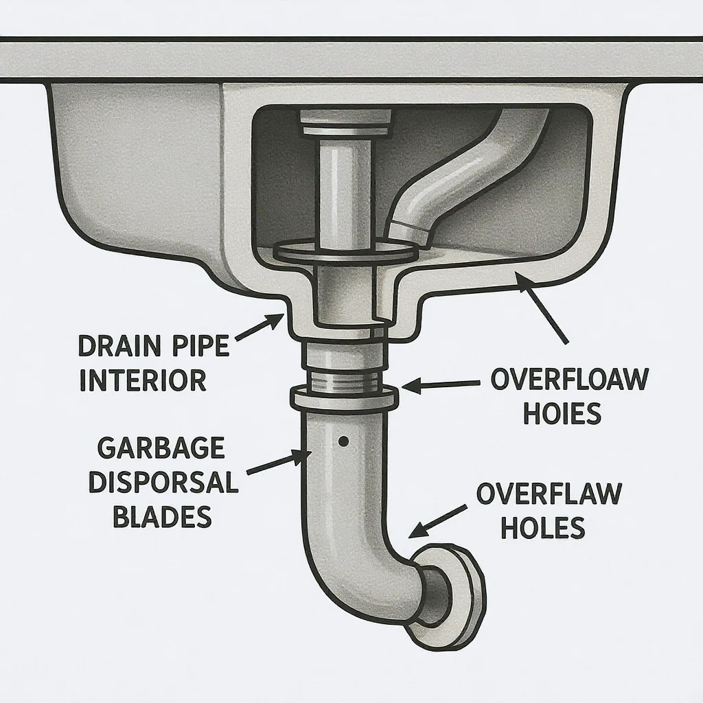 Cross-section Diagram Of A Kitchen Sink Drain Showing Odor Zones